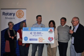Overhandiging van een cheque van 12.000 euro aan de goede doelen